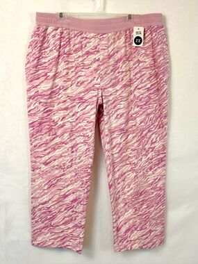 New Isaac Mizrahi Live! Women’s pink French Terry Crop Pants / Size 1X